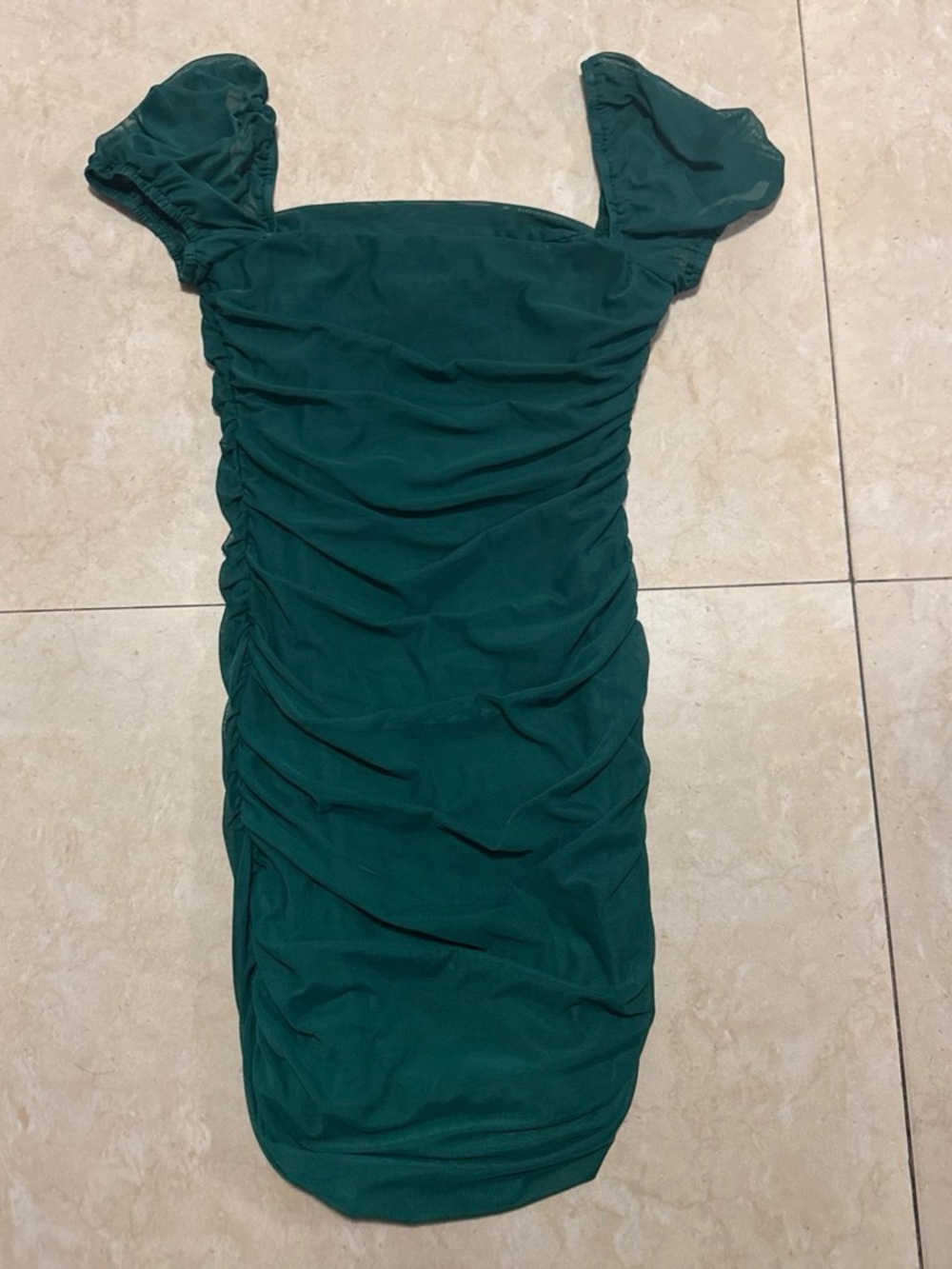 Princess Polly Green Ruched Square-Neck Mini Dress